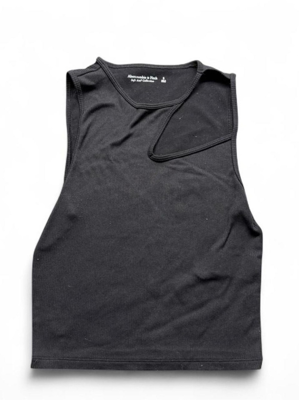 Abercrombie & Fitch Black Asymmetric Cutout Ribbed Tank